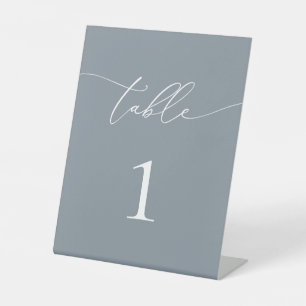 Signe De Table Numéro de table minimaliste en gris bleu foncé