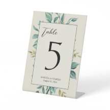Numéro de table personnalisée floral clair