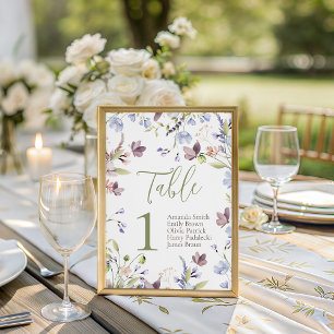 Signe De Table Numéro de table pour Baby Shower Wildflower