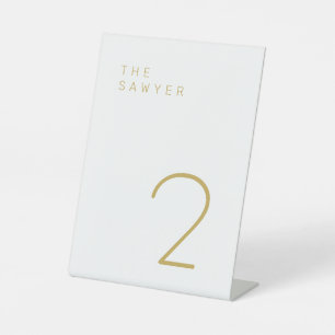 Signe De Table Numéro de table Sawyer 2 Gold et White