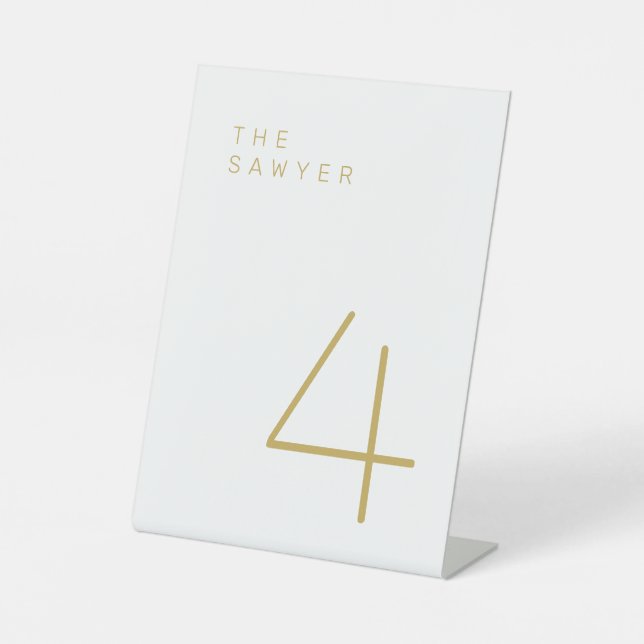Signe De Table Numéro de table Sawyer 4 Gold et White (Recto)
