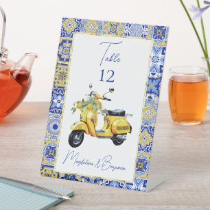 Signe De Table Numéro de table scooters italiens tuiles bleues ci