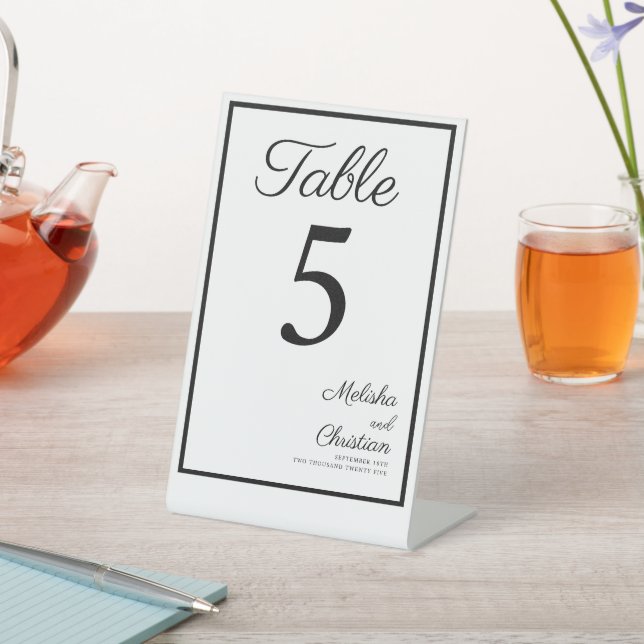 Signe De Table Numéro de tableau de piédestal pour un mariage mod (In SItu)