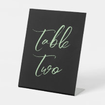 Numéros de table de mariage élégants vert noir