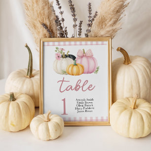 Signe De Table Numéros de table pour Baby Shower avec motif Gingh