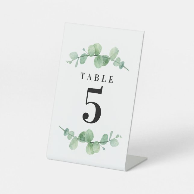 Signe De Table Numéros de tableau Mariage Eucalyptus (Recto)