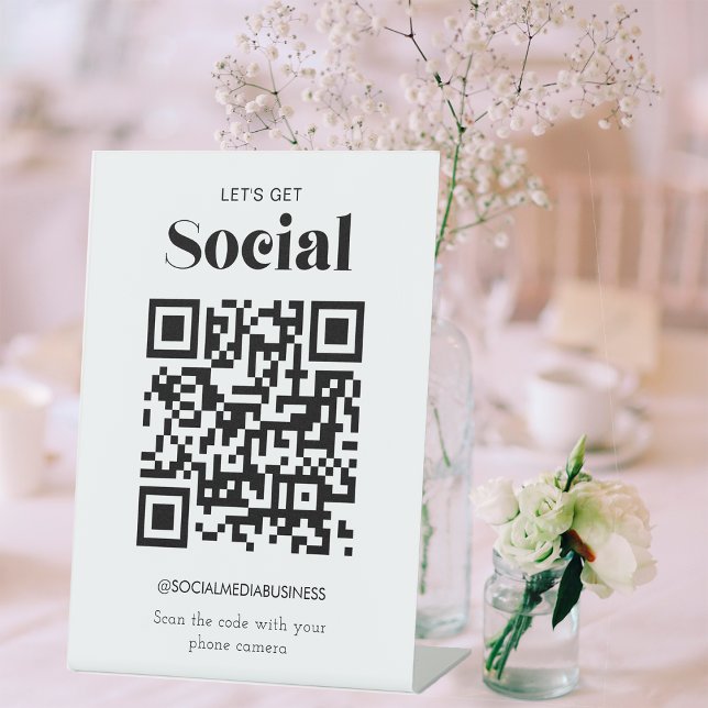 Signe De Table Obtenons le code QR social les médias sociaux pers (Front)