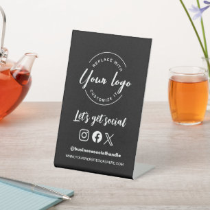 Signe De Table Obtenons social Logo personnalisé Social handle we