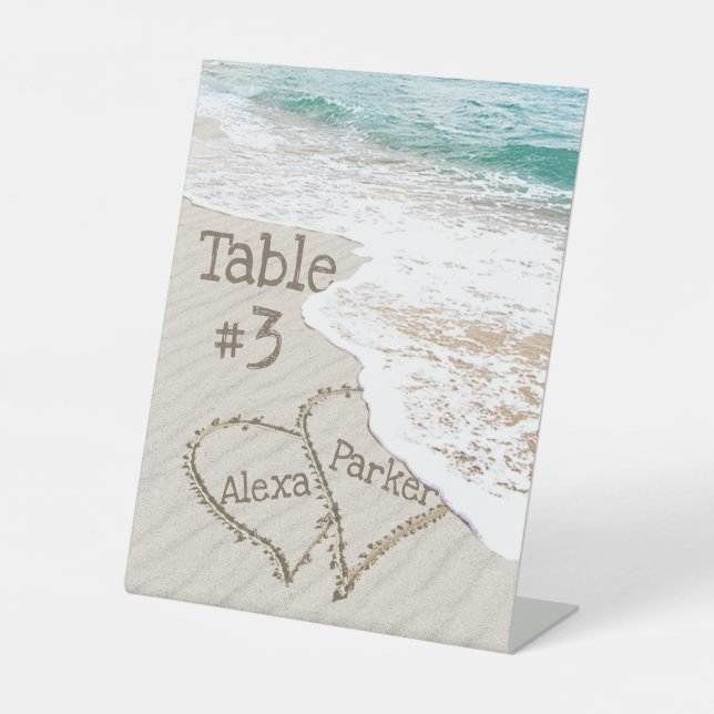 Signe De Table Ocean Beach Hearts (Recto)