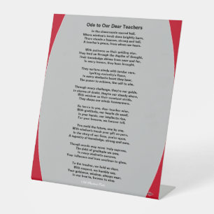 Signe De Table Ode to Our Chers enseignants Poem HAMbyWG