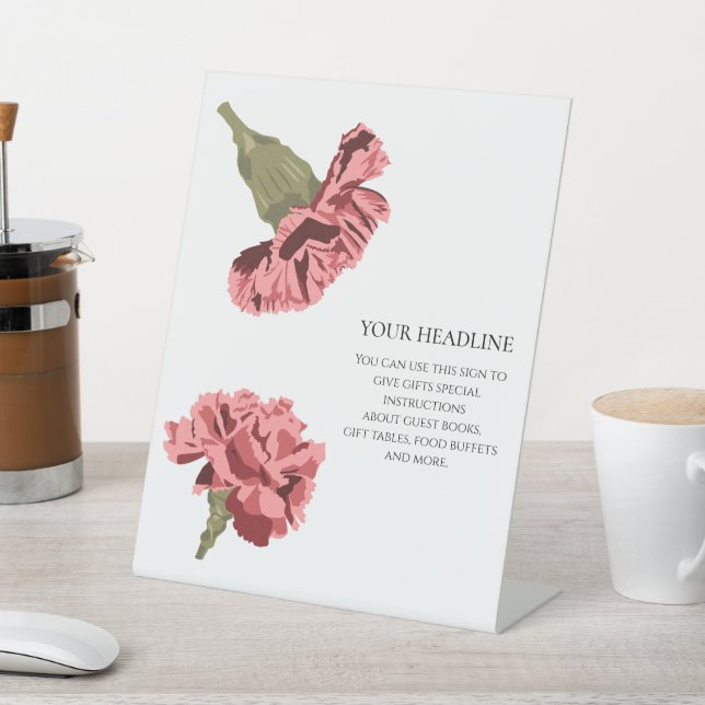 Signe De Table Oeillets roses Luxe Moderne Floral Mariage (In SItu)