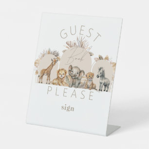 Signe De Table Oh Baby Safari Animaux Boho Baby shower livre d'or