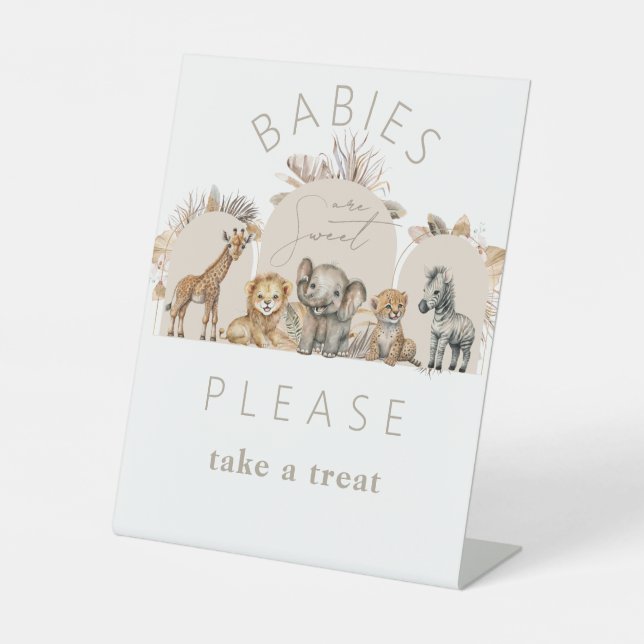Signe De Table Oh Baby Safari Animaux Boho Baby shower traitement (Recto)