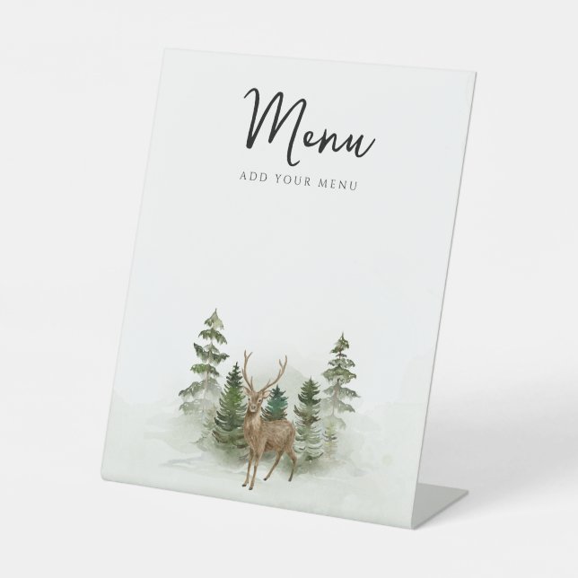 Signe De Table Oh Baby Woodland Watercolor Menu Rustique (Recto)