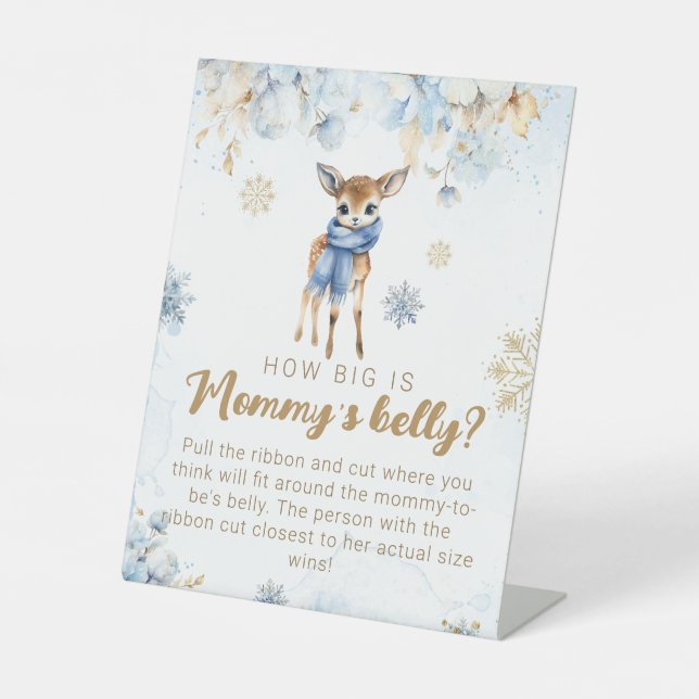 Signe De Table Oh Deer Winter Baby Boy Shower Mommy's Belly Jeu (Recto)