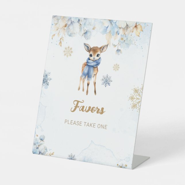 Signe De Table Oh Deer Winter Bébé Garçon Douche Faveurs (Recto)