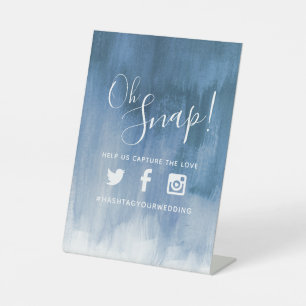 Signe De Table Oh snap hashtag mariage blue grey art moderne