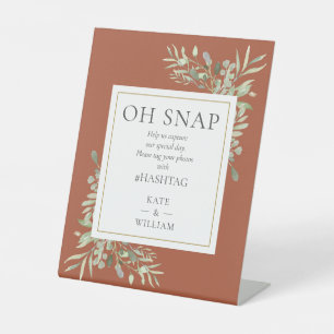 Signe De Table Oh Snap Mariage Aquarelle Feuillage Terracotta