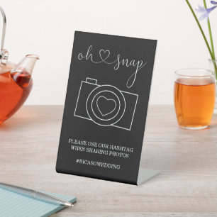 Signe De Table Oh Snap Mariage Photo Hashtag personnalisé