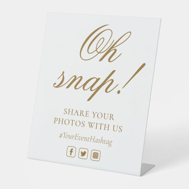 Signe De Table Oh Snap Social Media Chic Modern Mariage Événement (Recto)
