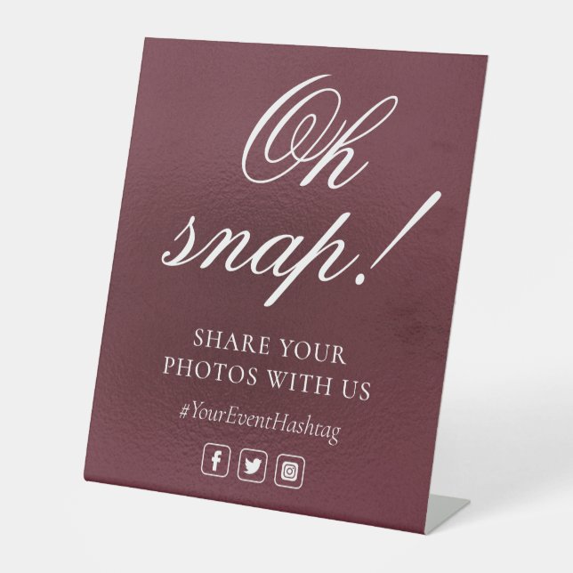 Signe De Table Oh Snap Social Media Chic Modern Mariage Événement (Recto)