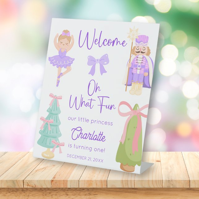 Signe De Table Oh What Fun Purple Nutcracker Birthday Welcome (Créateur téléchargé)