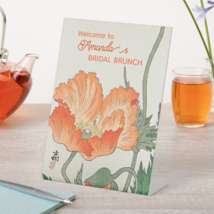 Signe De Table Ohara Koson, Orange Poppy - Brunch nuptial Bienven