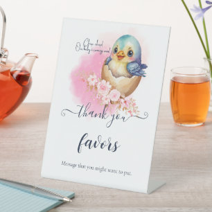 Signe De Table Oiseaux de Kawaii Baby shower floral élégant favor