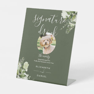 Signe De Table Olive Green Greenery Mariage Animaux de compagnie 