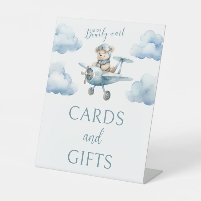 Signe De Table On peut attendre avion baby shower cartes cadeaux (Recto)