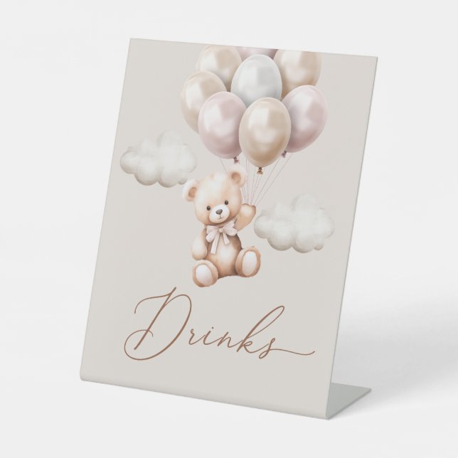Signe De Table On Peut Attendre L'Ours Ballons Douche Boissons (Recto)