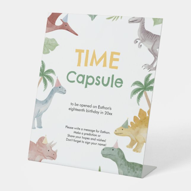 Signe De Table One A Saurus Dinosaur Boy Birthday Time Capsule  (Recto)