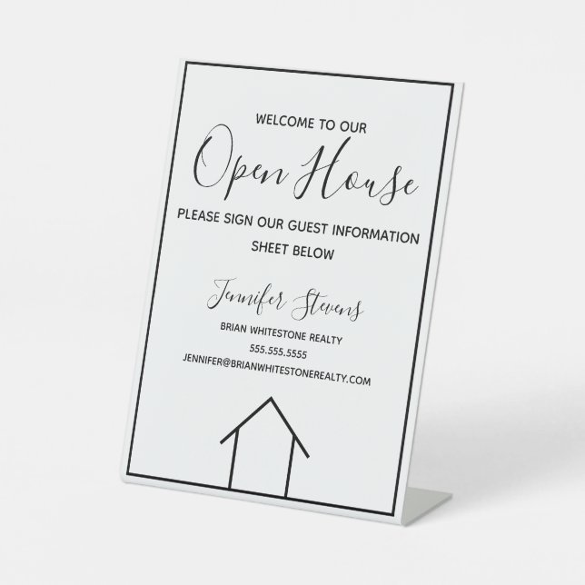 Signe De Table Open House Real Estate Agent Custom Realty Company (Recto)