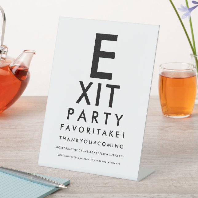Signe De Table Optometrist Eye Chart Retirement Party Favor (In SItu)