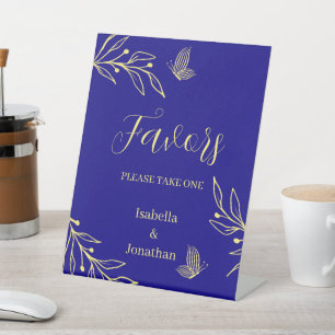Signe De Table or floral royal bleu mariage faveurs table