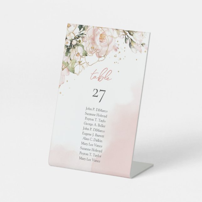 Signe De Table Or rose tendance or fleuri éclaire eucalyptus (Recto)