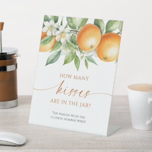Signe De Table Orange Floral Combien De Baisers Sont Dans Le Jar