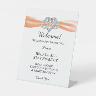 Signe De Table Orange Ribbon Infinity Mariage de coeur Sécurité