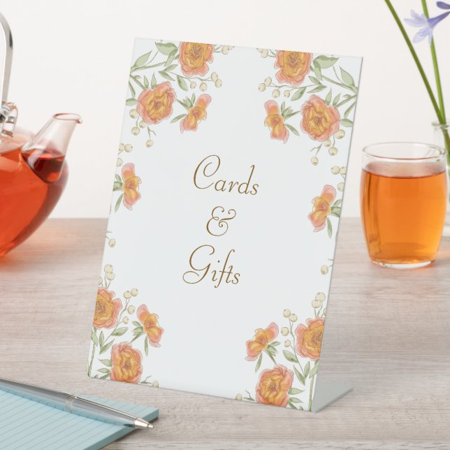 Signe De Table Orange Rose Wedding Cards Gift Sign (In SItu)