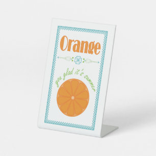 Signe De Table Orange You Glad C'est l'été avec la frontière bleu