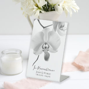 Signe De Table Orchidées blanches noires sur la pierre Célébratio