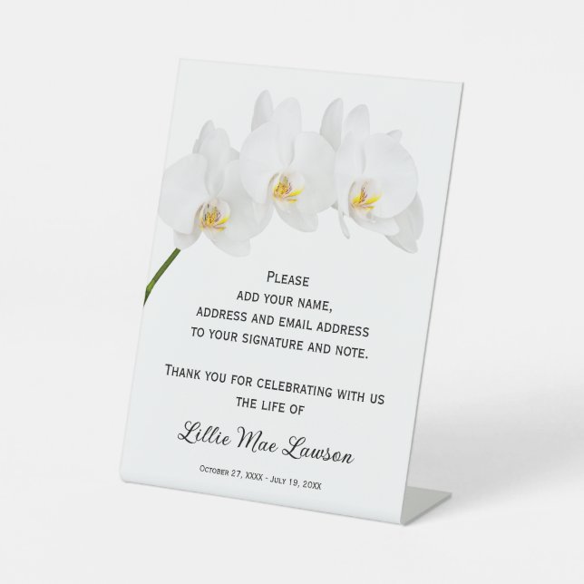 Signe De Table Orchids Celebration of Life Guest Book (Recto)
