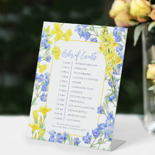 Signe De Table Ordre des événements de mariage aux fleurs sauvage