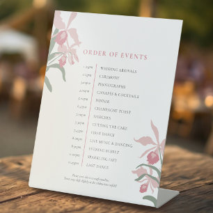 Signe De Table Ordre des événements de mariage rose sauge orchidé