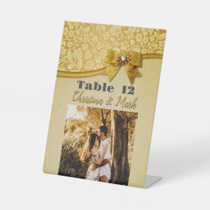 Signe De Table Ornate Elegant Retro Fleurs Abstraites et Feuilles