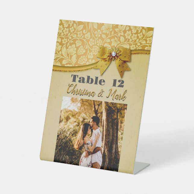 Signe De Table Ornate Elegant Retro Fleurs Abstraites et Feuilles (Recto)
