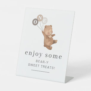 Signe De Table Ours avec 3 ballons Brown