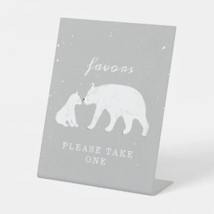 Signe De Table Ours polaire Neige Neutre Mama Baby shower Faveurs