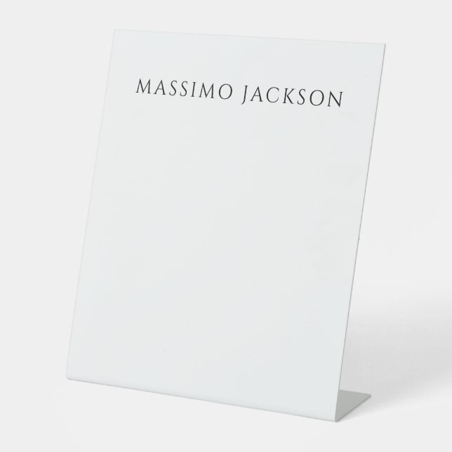 Signe De Table Own Name Calligraphy Chic Plain Simple Black White (Recto)