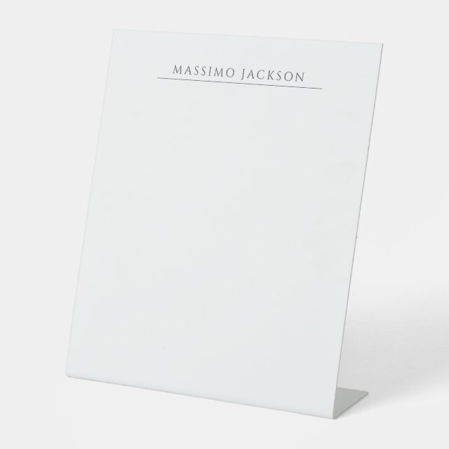 Signe De Table Own Name Calligraphy Chic Plain Simple Black White (Recto)